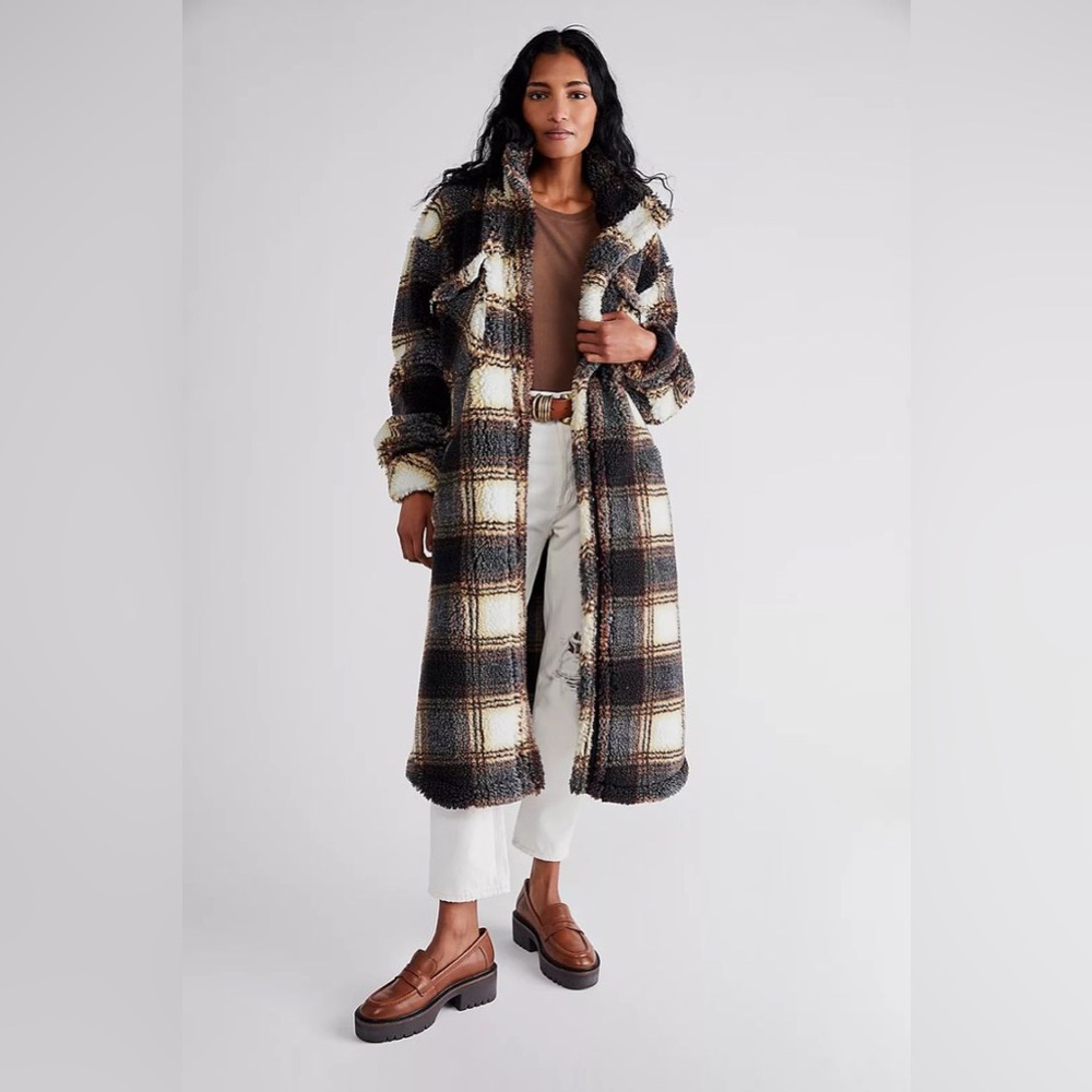 Free People Sloane Maxi Teddy Coat Jacket Sherpa small S